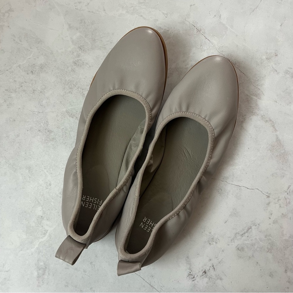 Eileen Fisher Notion Nappa Leather Ballet Flat in Grey 8.5